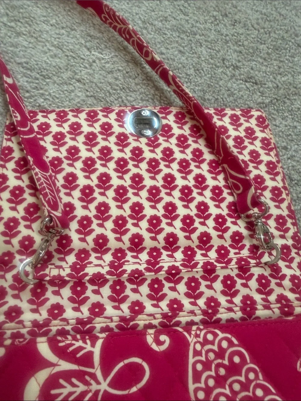 Vera Bradley Pink and Cream Crossbody Shoulder Bag